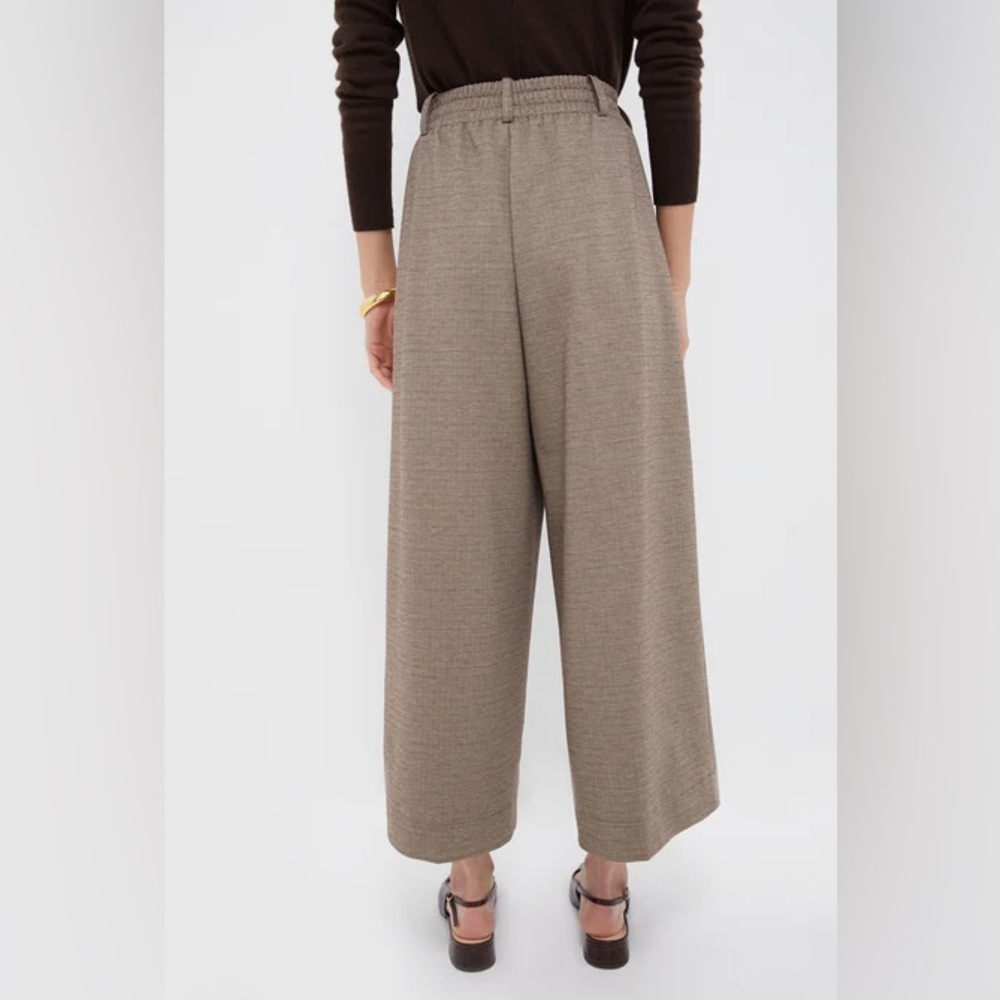 Brown Plaid Cropped Flare Carlton Pants - Picture 3 of 4
